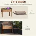 Outsunny Hochbeet Holz mit 2-in-1 Frühbeet Gewächshaus Tomatenhaus Gemüsebeet Kräuterbeet Pflanzkasten für Terrasse Balkon und Garten Polycarbonat 120 x 54 x 112/122 cm Grau - Thumbnail 10