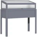 Outsunny Hochbeet Holz mit 2-in-1 Frühbeet Gewächshaus Tomatenhaus Gemüsebeet Kräuterbeet Pflanzkasten für Terrasse Balkon und Garten Polycarbonat 120 x 54 x 112/122 cm Grau - Thumbnail 1