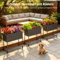 Metall Hochbeet 97 * 38 * 92 cm,Wetterfestes Pflanzkübel Außen mit Ablagefach, Für Gemüse Blumen Kräuter, Garten Balkon Terrasse,schwarz - Thumbnail 8