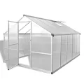 Gewächshaus Aluminium mit Fundament 7,55 m², UV-beständig, doppelwandige Polycarbonatplatten, robuste Konstruktion, Belüftung, ideal für Garten, Terrasse, Frostschutz und Pflanzenschutz - Thumbnail 10