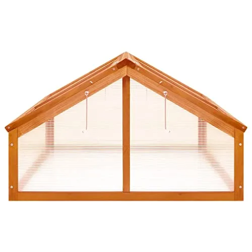 Gewächshaus Braun aus massivem Tannenholz 114x80x50 cm mit Klappdeckel für Garten, Terrasse und Balkon, Frühbeet für Gemüse, Kräuter und Blumen mit Frostschutz und Belüftung – Bild 10
