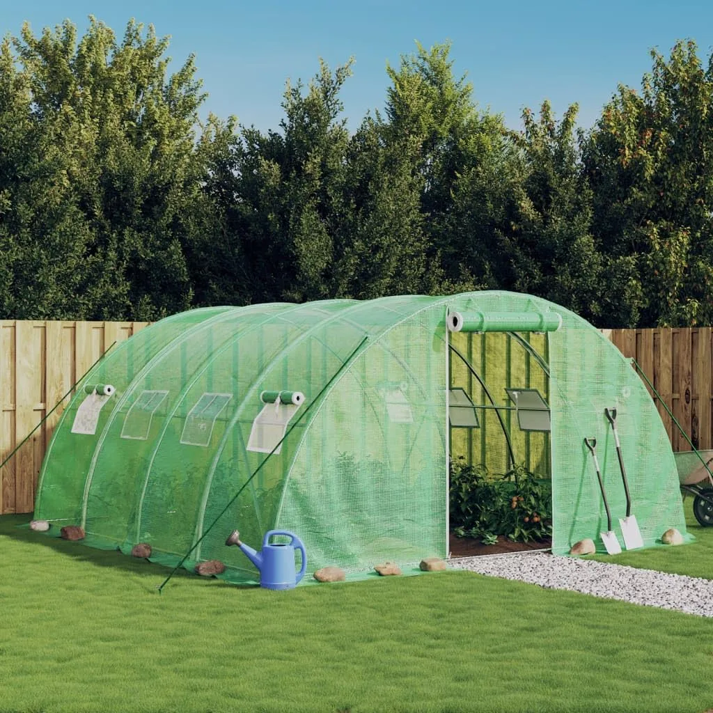 Gewächshaus mit Stahlrahmen Grün 16 m² 4x4x2 m, wetterfestes Folienzelt mit Belüftung und Fenstern, geeignet für Gemüseanbau, Tomatenhaus, Pflanzenüberwinterung, Balkon und Garten - Bild 1