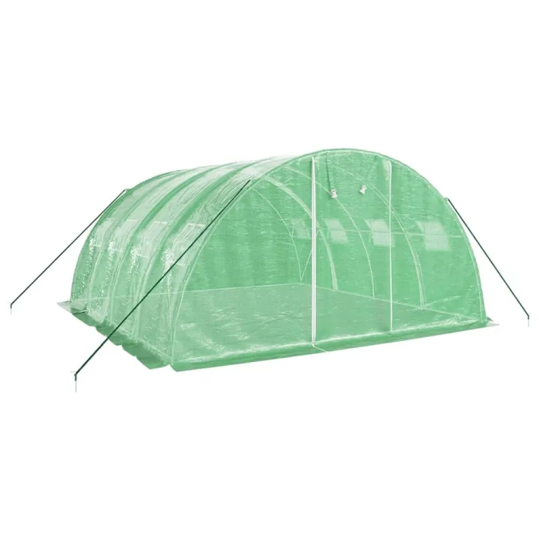 Gewächshaus mit Stahlrahmen Grün 16 m² 4x4x2 m, wetterfestes Folienzelt mit Belüftung und Fenstern, geeignet für Gemüseanbau, Tomatenhaus, Pflanzenüberwinterung, Balkon und Garten – Bild 2