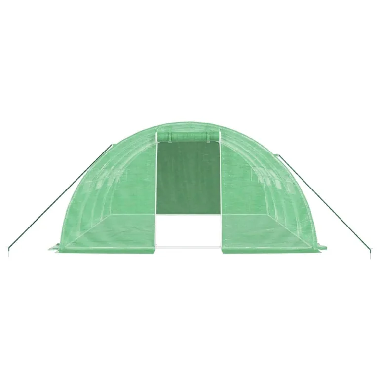 Gewächshaus mit Stahlrahmen Grün 16 m² 4x4x2 m, wetterfestes Folienzelt mit Belüftung und Fenstern, geeignet für Gemüseanbau, Tomatenhaus, Pflanzenüberwinterung, Balkon und Garten – Bild 3