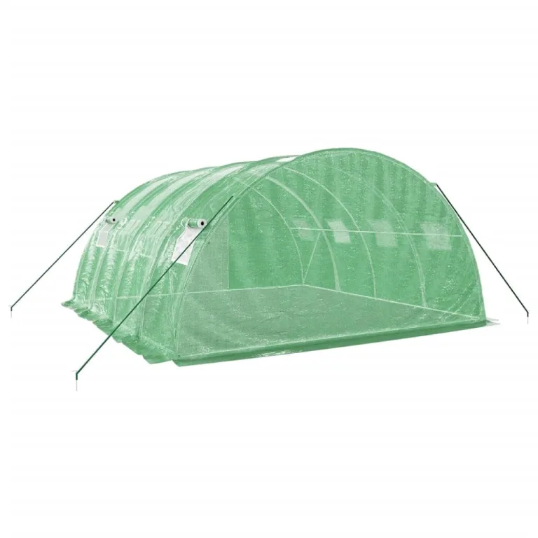 Gewächshaus mit Stahlrahmen Grün 16 m² 4x4x2 m, wetterfestes Folienzelt mit Belüftung und Fenstern, geeignet für Gemüseanbau, Tomatenhaus, Pflanzenüberwinterung, Balkon und Garten – Bild 5
