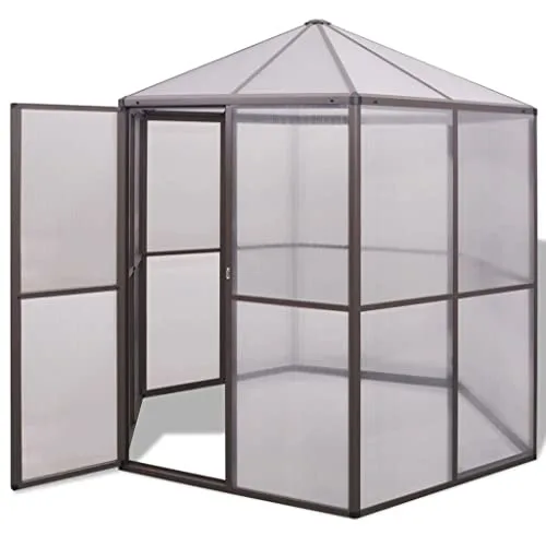 Gewächshaus Aluminium mit Polycarbonatplatten 240×211×232 cm UV-beständig wärmeisolierend wetterfest für Gemüseanbau Tomatenhaus Pflanzenhaus Balkon Terrasse Outdoor – Bild 7