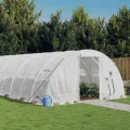 Gewächshaus mit Stahlrahmen Weiß 24 m² 6x4x2 m mit PE-Abdeckung, aufrollbaren Fenstern, Reißverschluss-Tür, wetterfest für Gemüseanbau, Tomatenhaus, Pflanzenüberwinterung im Garten - Thumbnail 1