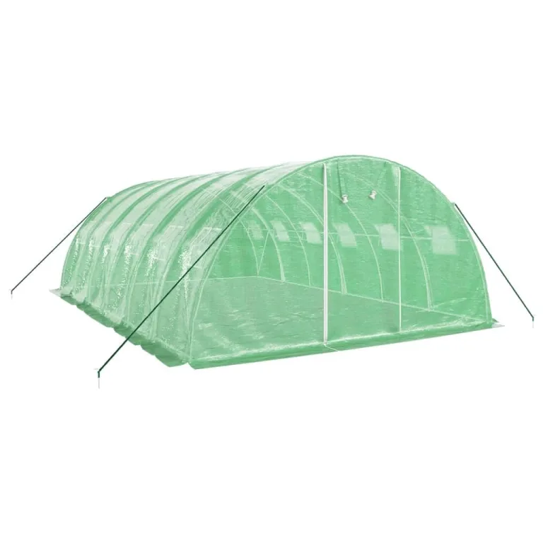 Gewächshaus mit Stahlrahmen und UV-beständiger PE-Abdeckung Grün 24 m² 6x4x2 m mit Fenster, Belüftung, wetterfest für Gemüseanbau, Tomate, Pflanzenhaus, Frühbeet, Balkon, Outdoor – Bild 2