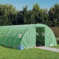 Gewächshaus mit Stahlrahmen und PE-Abdeckung Grün 96 m² 24x4x2 m mit Fenster, Belüftung, wetterfest für Gemüseanbau, Tomatenhaus, Pflanzenhaus, Frühbeet und Überwinterung im Garten - Thumbnail 1