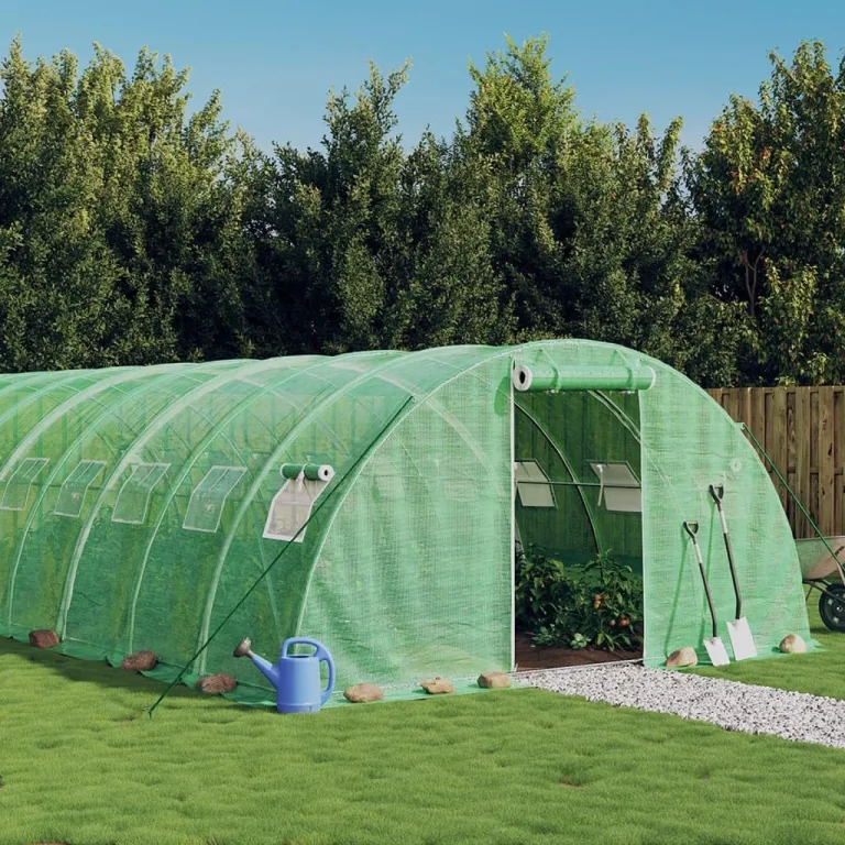 Gewächshaus mit Stahlrahmen Grün 8 m² 4x2x2 m Folienzelt Pflanzenhaus mit Fenster und Belüftung für Gemüseanbau Tomatenhaus Frühbeet Frostschutz Outdoor Garten Terrasse – Bild 10