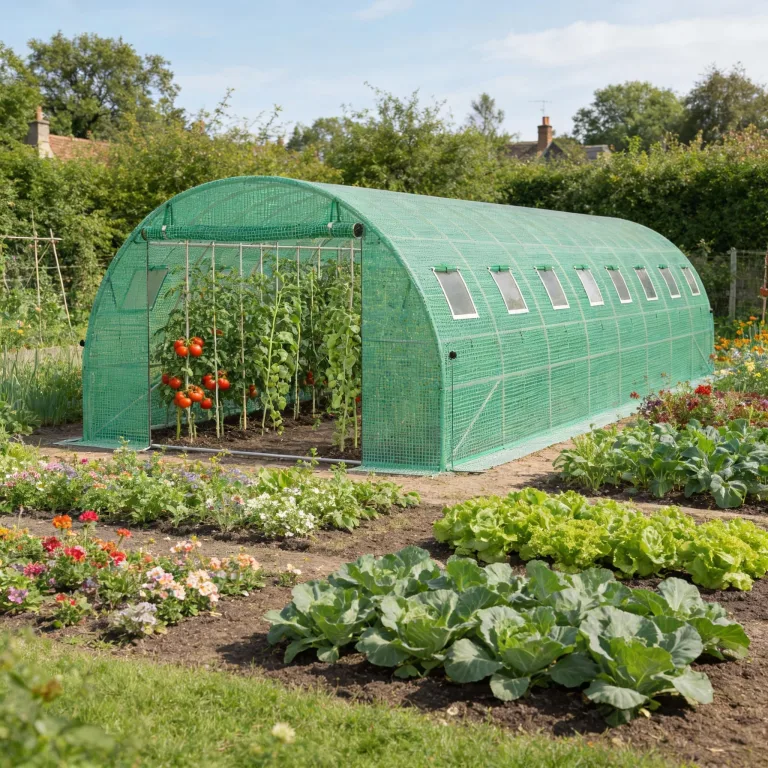 LZQ Begehbares Foliengewächshaus 3x8x2 m – Robustes Tomatenhaus mit verzinktem Stahlrahmen, Reißfester UV-Schutzfolie, Fenstern mit Insektenschutz und 2 Türen, Gewächshaustunnel für Garten & Anzucht – Bild 9