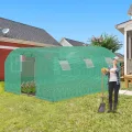 LZQ Gewächshaus 3x6 m 18 m² – Robustes Foliengewächshaus für Garten mit Stahlrahmen Ø22 mm, UV-beständiger & reißfester PE-Folie, Tomatenhaus Winterfest mit Belüftung, Fenstern, Tür & Insektenschutz - Thumbnail 2
