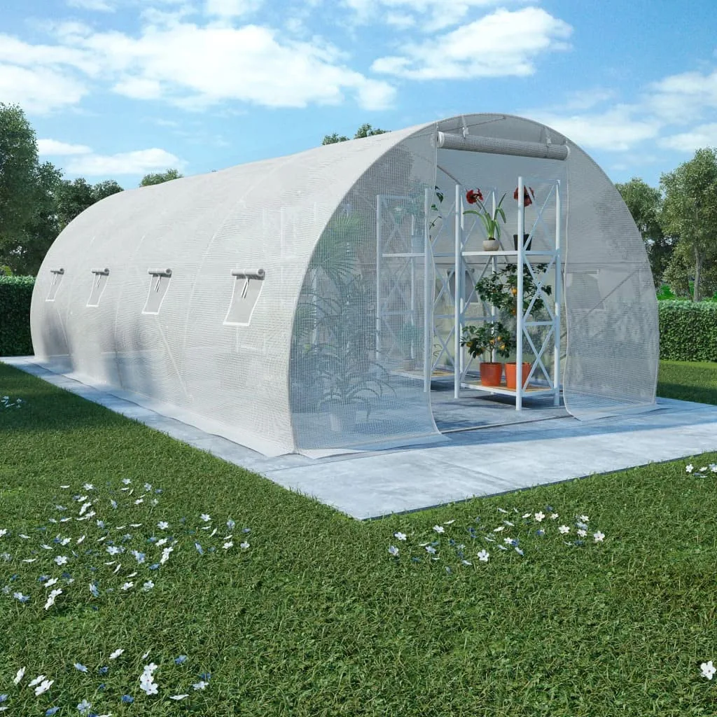 Gewächshaus 18m² mit verzinktem Stahlgestell 600x300x200 cm, 8 Fenster und Tür, wetterfestes Treibhaus für Gemüse, Tomaten, Frühbeet, Pflanzen, Outdoor Garten Schutz
