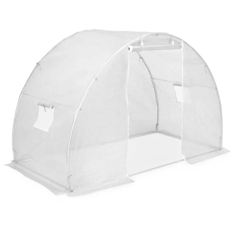 Gewächshaus 4,5 m² mit verzinktem Stahlrahmen und 170 g/m² PE-Netzgewebe, 300x150x200 cm, mit zwei Fenstern und Tür, Schutz für Pflanzen im Garten, Balkon oder Terrasse – Bild 2