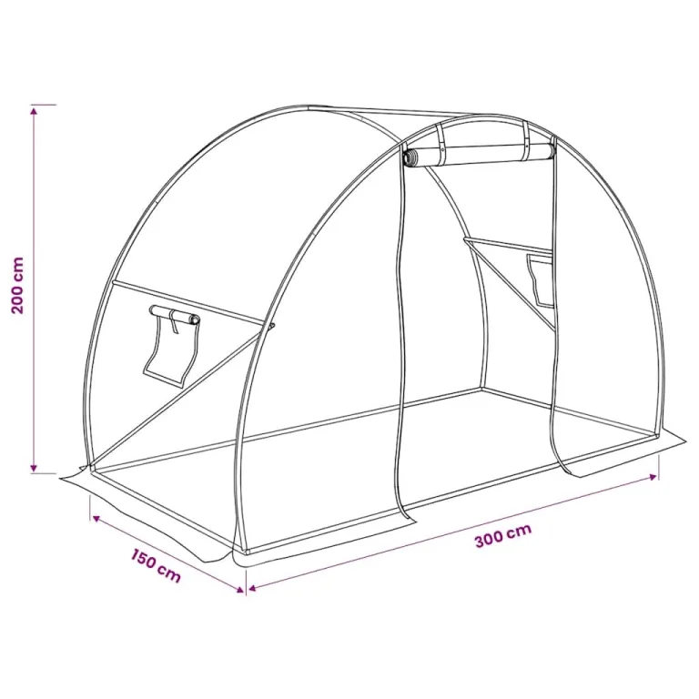 Gewächshaus 4,5 m² mit verzinktem Stahlrahmen und 170 g/m² PE-Netzgewebe, 300x150x200 cm, mit zwei Fenstern und Tür, Schutz für Pflanzen im Garten, Balkon oder Terrasse – Bild 9