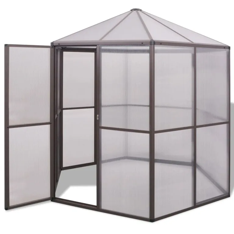 Gewächshaus Aluminium mit Polycarbonatplatten 240×211×232 cm robustes Treibhaus Gartenhaus für Pflanzen mit UV-beständigem wärmeisolierendem Schutz frostfest für Terrasse Balkon Gemüse – Bild 1