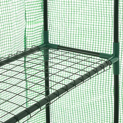 Begehbares Gewächshaus mit 12 Regalen Stahlrahmen 143 x 214 x 196 cm grüne, reißfeste PE-Folie mit Reißverschlusstür für Pflanzen, Garten, Anzucht, frostgeschützt, wetterfest, Outdoor – Bild 10