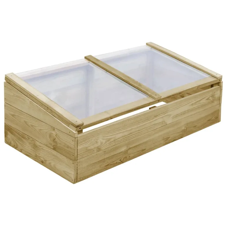 Gewächshaus aus imprägniertem Kiefernholz 100 x 50 x 35 cm mit Dach für Garten, Frühbeet, Gemüse und Pflanzen, wetterfest, frostschutz, geeignet für Balkon, Terrasse und Outdoor – Bild 1