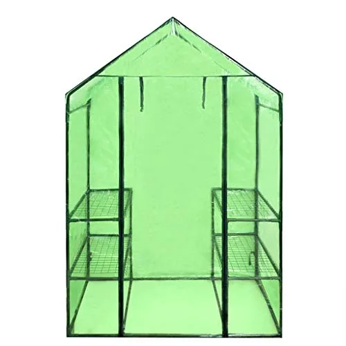Begehbares Gewächshaus mit 4 Regalen, pulverbeschichteter Stahlrahmen, UV- und frostbeständige PVC-Abdeckung, 120x80x190 cm, Garten, Terrasse, Pflanzen und Gemüse Schutz – Bild 7