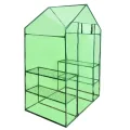 Begehbares Gewächshaus mit 4 Regalen, pulverbeschichteter Stahlrahmen, UV- und frostbeständige PVC-Abdeckung, 120x80x190 cm, Garten, Terrasse, Pflanzen und Gemüse Schutz - Thumbnail 1