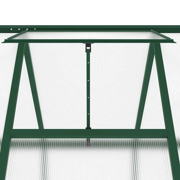 Gewächshaus mit Fundamentrahmen Aluminium grün 224x169x202 cm mit Polycarbonatplatten, Lüftungsfenster, Flügeltür und wetterfestem Schutz für Garten, Pflanzen, Gemüse und Tomatenaufzucht – Bild 7
