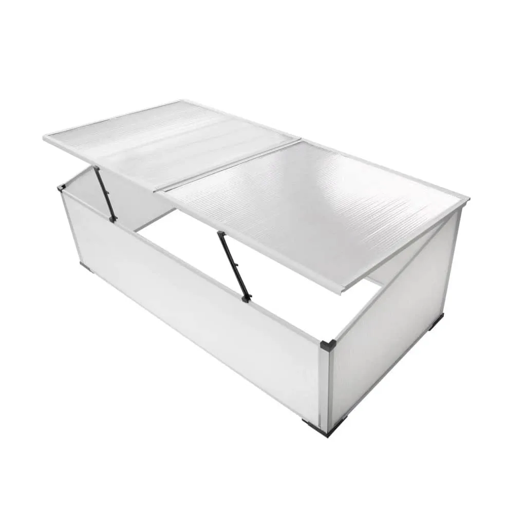 Frühbeet ohne Boden aus Polycarbonat mit 2 Deckeln, Aluminiumrahmen, 110x41x55 cm, UV-beständig und wetterfest für Garten, Balkon, Terrasse zum Schutz von Gemüse, Tomaten - Bild 1
