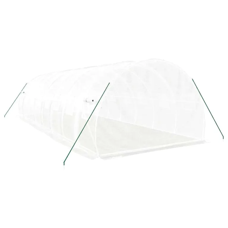 Gewächshaus mit Stahlrahmen Weiß, 24 m², 8x3x2 m, PE-Folie, mit Fenster, Tür, witterungsbeständig, Schutz für Gemüse, Pflanzen, Tomaten, Outdoor-Garten, Überwintern, frostfest – Bild 5