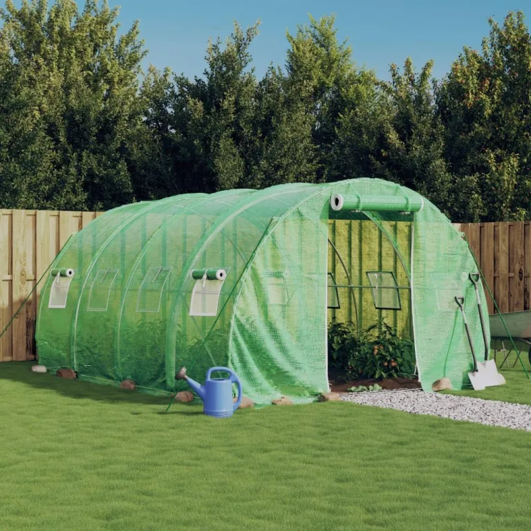 Gewächshaus mit Stahlrahmen und PE-Folie, 12 m² 4x3x2 m, wetterfestes Treibhaus für Garten und Balkon mit aufrollbarer Tür, Fenstern und stabilem Gestell für Pflanzenschutz und Frostschutz – Bild 1