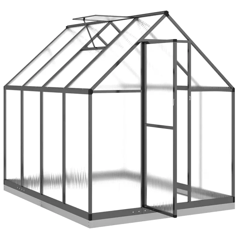 Gewächshaus mit Fundamentrahmen Anthrazit 224x169x202 cm Alu, UV-beständig, mit Lüftungsfenster und Flügeltür, wetterfestes Treibhaus für Garten, Balkon, Terrasse – Bild 5