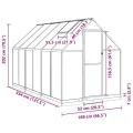 Gewächshaus mit Fundamentrahmen Anthrazit 334x169x202 cm Alu mit UV-beständigen Polycarbonatplatten für Garten und Terrasse, wetterfestes Treibhaus mit Lüftungsfenster und Flügeltür - Thumbnail 8