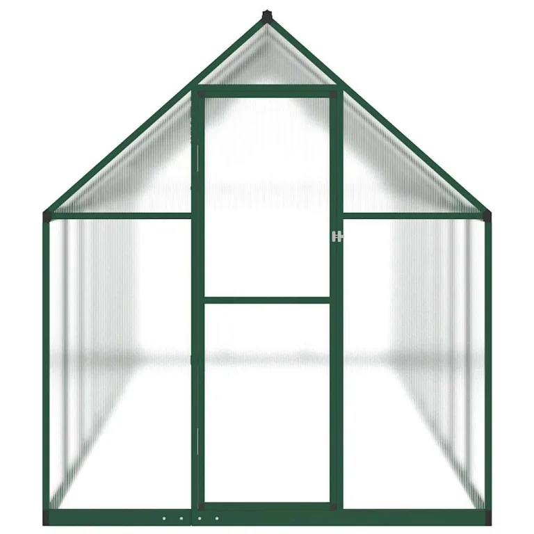 Gewächshaus mit Aluminium Rahmen und Fundamentrahmen 445x169x195 cm, UV-beständiges Polycarbonat Treibhaus für Garten und Terrasse mit Lüftungsfenster, Tür und wetterfestem Pflanzen Schutz – Bild 2