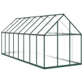 Gewächshaus mit Aluminium Rahmen und Fundamentrahmen 445x169x195 cm, UV-beständiges Polycarbonat Treibhaus für Garten und Terrasse mit Lüftungsfenster, Tür und wetterfestem Pflanzen Schutz - Thumbnail 4