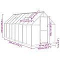 Gewächshaus mit Aluminium Rahmen und Fundamentrahmen 445x169x195 cm, UV-beständiges Polycarbonat Treibhaus für Garten und Terrasse mit Lüftungsfenster, Tür und wetterfestem Pflanzen Schutz - Thumbnail 8