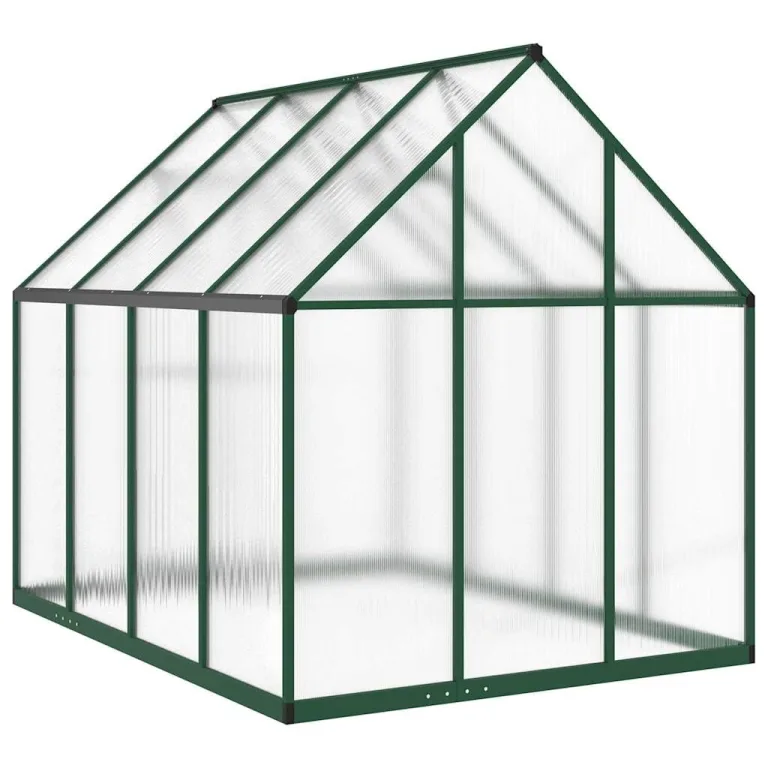 Gewächshaus mit Fundamentrahmen grün 224x169x195 cm Aluminium Rahmen Polycarbonatplatten UV-beständig mit Lüftungsfenster und Tür für Garten Gemüse Frühbeet Frostschutz und – Bild 4