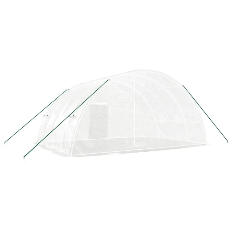 Gewächshaus mit Stahlrahmen Weiß 24 m² 6x4x2,85 m, PE-Folie, 4 Fenster, Rolltür, stabiles Treibhaus für Garten, Pflanzen, Gemüse, Frostschutz, wetterfest, Outdoor Beet Klima – Bild 5