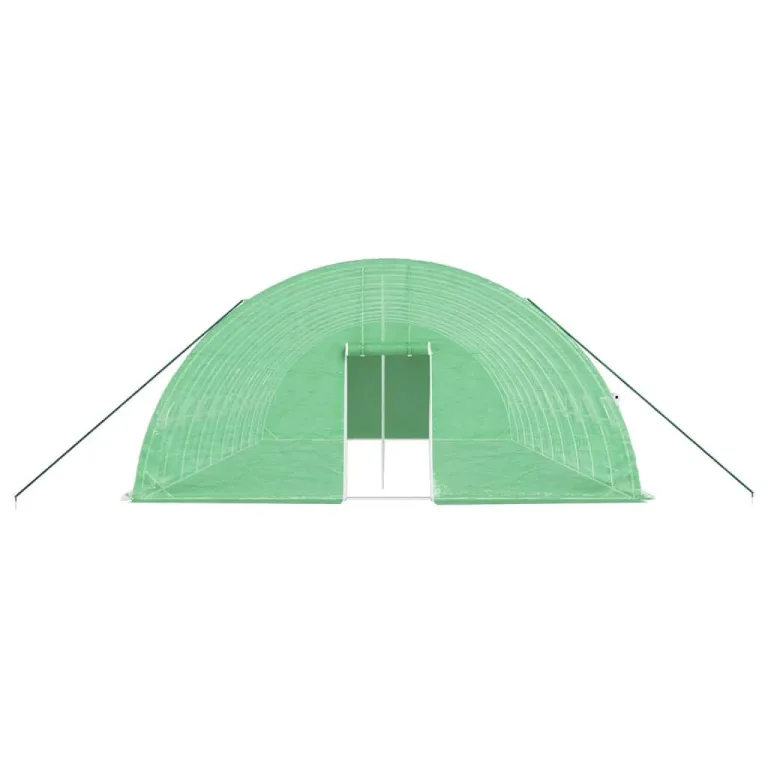 Gewächshaus mit Stahlrahmen und grüner PE-Folie 60 m² 10x6x2,85 m mit Reißverschluss-Tür, aufrollbaren Fenstern, wetterfest für Garten, Gemüse, Tomaten, Frostschutz, Outdoor Nutzung – Bild 3