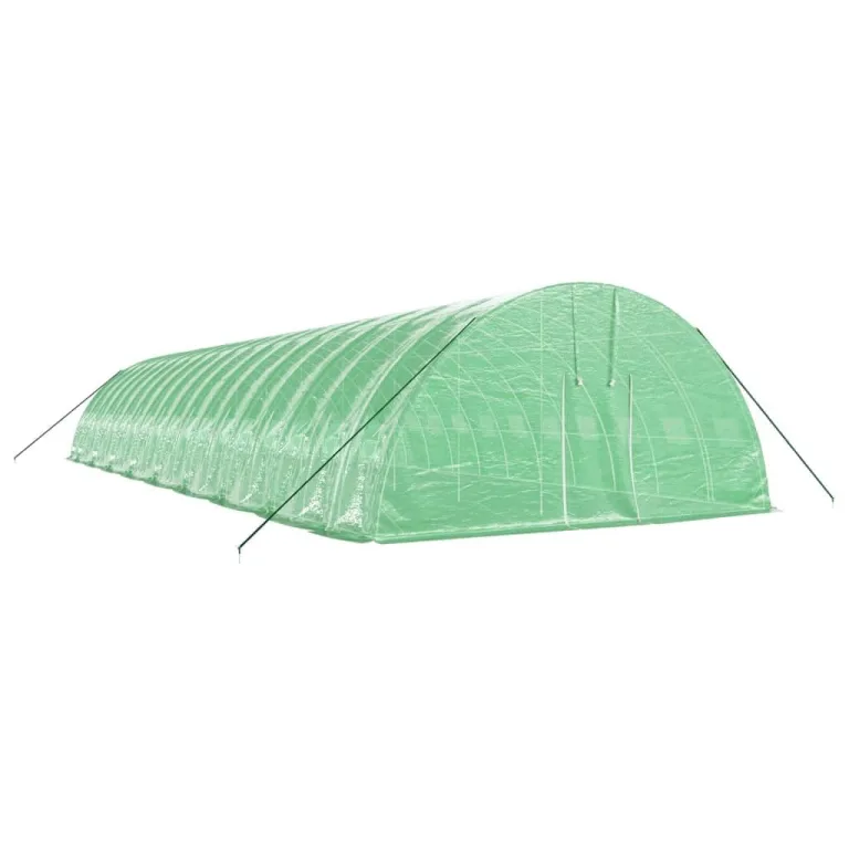 Gewächshaus mit Stahlrahmen und PE-Abdeckung grün 18x6x2,85 m für Garten Gemüse und Pflanzen Schutz mit 4 Fenster Tür und UV-beständigem Material ideal für Outdoor Beet und Frühbeet – Bild 2