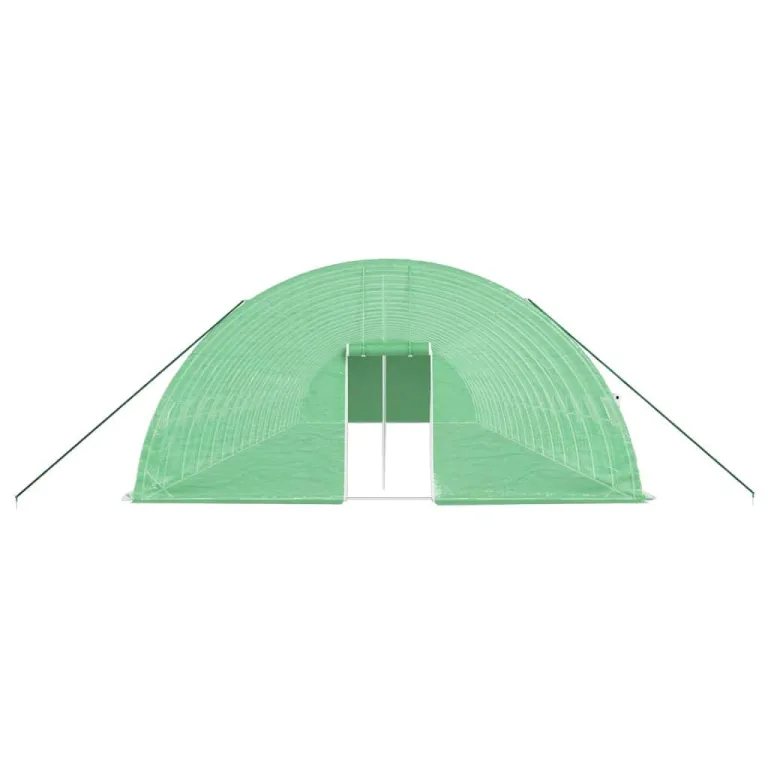 Gewächshaus mit Stahlrahmen und PE-Abdeckung grün 18x6x2,85 m für Garten Gemüse und Pflanzen Schutz mit 4 Fenster Tür und UV-beständigem Material ideal für Outdoor Beet und Frühbeet – Bild 3