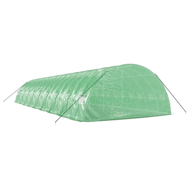 Gewächshaus mit Stahlrahmen und PE-Abdeckung grün 18x6x2,85 m für Garten Gemüse und Pflanzen Schutz mit 4 Fenster Tür und UV-beständigem Material ideal für Outdoor Beet und Frühbeet – Bild 5