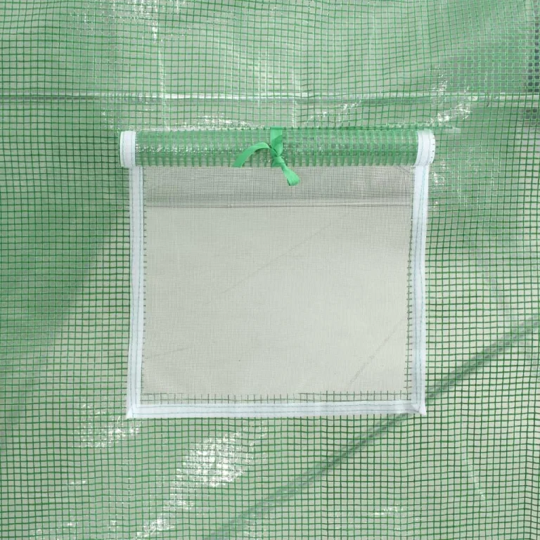 Gewächshaus mit Stahlrahmen und PE-Abdeckung grün 18x6x2,85 m für Garten Gemüse und Pflanzen Schutz mit 4 Fenster Tür und UV-beständigem Material ideal für Outdoor Beet und Frühbeet – Bild 7