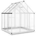 Gewächshaus mit Fundamentrahmen silbern aus Aluminium 169x169x202 cm, UV-beständig mit Polycarbonatplatten, wetterfestes Treibhaus für Garten, Balkon, Terrasse zur Pflanzenüberwinterung - Thumbnail 4
