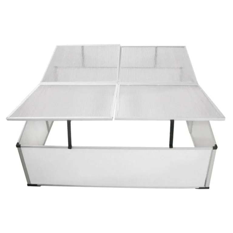 Frühbeet aus Polycarbonat mit 4 Deckeln Aluminiumrahmen 108x41x110 cm UV-beständig wetterfest für Gemüseanbau Tomatenpflanzen Balkon Terrasse Outdoor Beet Pflanzenschutz Überwinterung – Bild 3