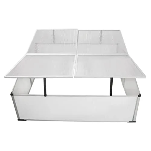 Frühbeet aus Polycarbonat mit 4 Deckeln Aluminiumrahmen 108x41x110 cm UV-beständig wetterfest für Gemüseanbau Tomatenpflanzen Balkon Terrasse Outdoor Beet Pflanzenschutz Überwinterung – Bild 8