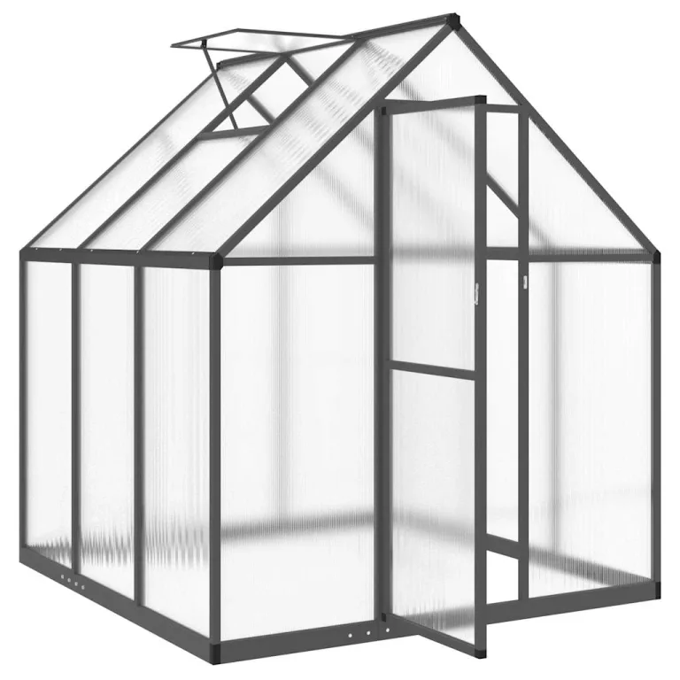 Gewächshaus mit Aluminium Fundamentrahmen Anthrazit 169x169x195 cm UV-beständig, Wetterfest und Stabil, mit Polycarbonat Platten für Pflanzenhaus, Gemüseanbau, Tomatenhaus und Überwinterung – Bild 5