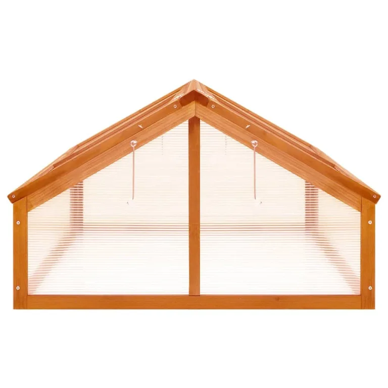 Holz Gewächshaus Braun 114x80x50 cm Tannenholz mit Klappdeckel für Pflanzenhaus, Gemüseanbau, Tomatenhaus, Frühbeet, wetterfest und winterfest für Garten, Balkon, Terrasse – Bild 3