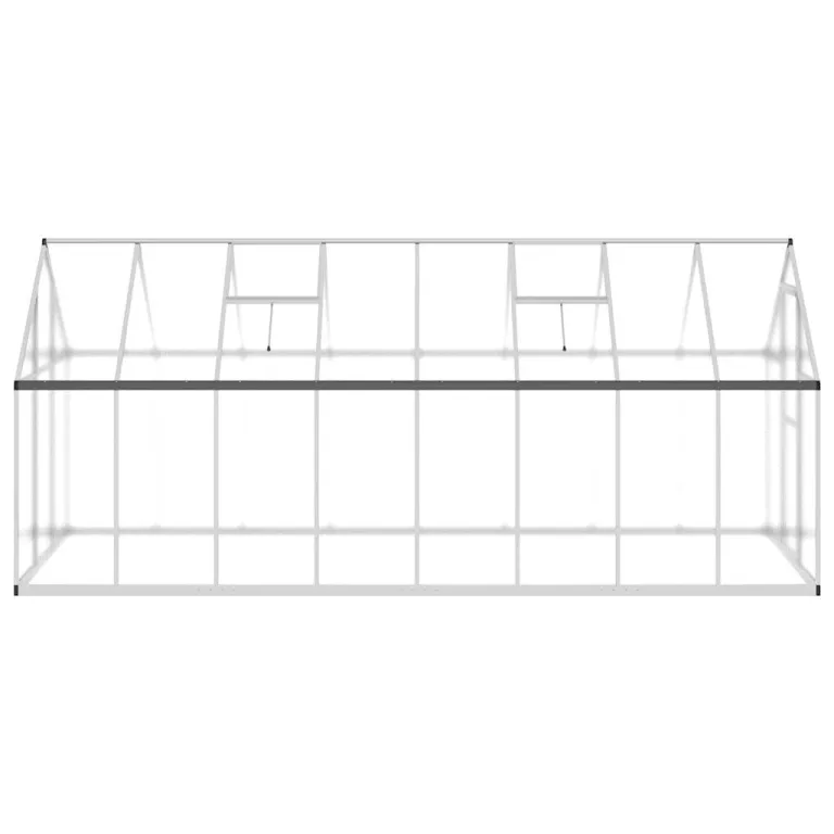 Gewächshaus mit Fundamentrahmen Aluminium 445x169x195 cm Treibhaus mit Polycarbonat Platten wetterfest mit Lüftungsfenster und Tür für Garten Gemüse Pflanzen Schutz Outdoor – Bild 3