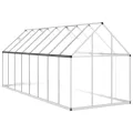 Gewächshaus mit Fundamentrahmen Aluminium 445x169x195 cm Treibhaus mit Polycarbonat Platten wetterfest mit Lüftungsfenster und Tür für Garten Gemüse Pflanzen Schutz Outdoor - Thumbnail 4