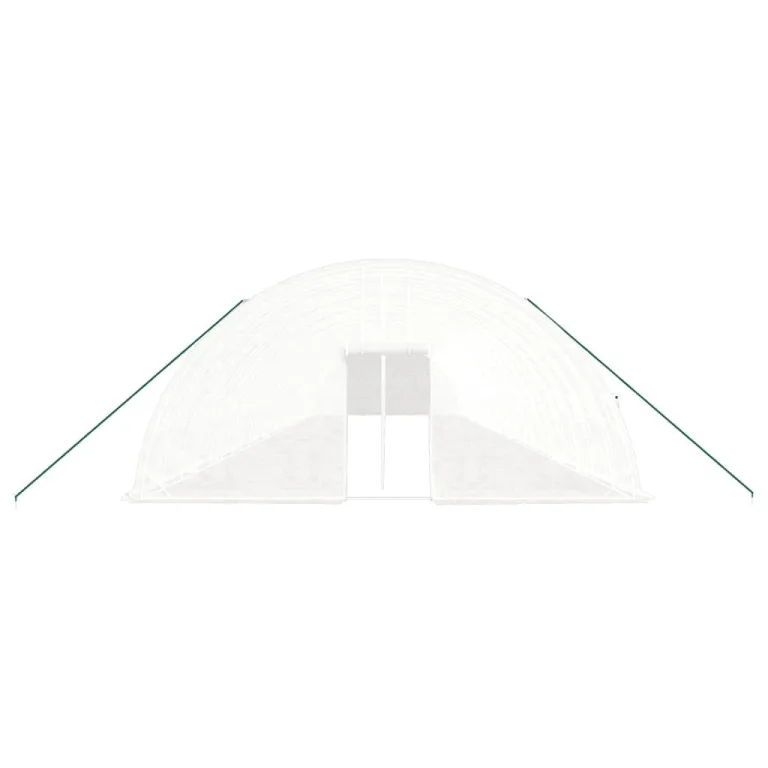 Gewächshaus mit Stahlrahmen Weiß 144 m² 24x6x2,85 m, wetterfestes Treibhaus mit PE-Folie, aufrollbare Fenster und Tür, ideales Frühbeet für Gemüse, Obst und Pflanzen im Garten – Bild 3