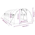 Gewächshaus mit Stahlrahmen Weiß 18 m² 6x3x2 m, wetterfestes Treibhaus mit PE-Folie, aufrollbare Fenster und Tür, ideal für Gemüse, Pflanzen, Tomaten, Balkon, Garten, Outdoor-Schutz - Thumbnail 9