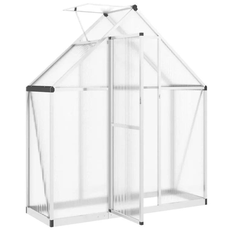 Gewächshaus mit Fundamentrahmen aus Aluminium silbern 169x58x195 cm UV-beständig mit Lüftungsfenster und Flügeltür ideal für Garten, Terrasse, Balkon und Pflanzenschutz im Gemüseanbau – Bild 5